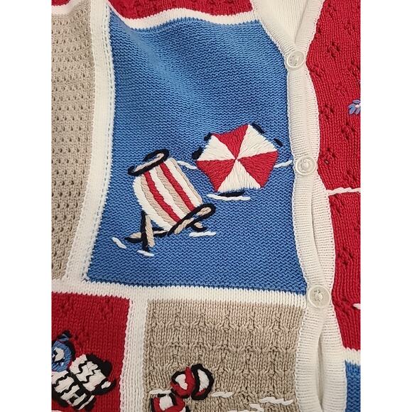 Koret Coastal Grandma Short Sleeve Sweater Patriotic Embroidered Beach Size L - Picture 9 of 12